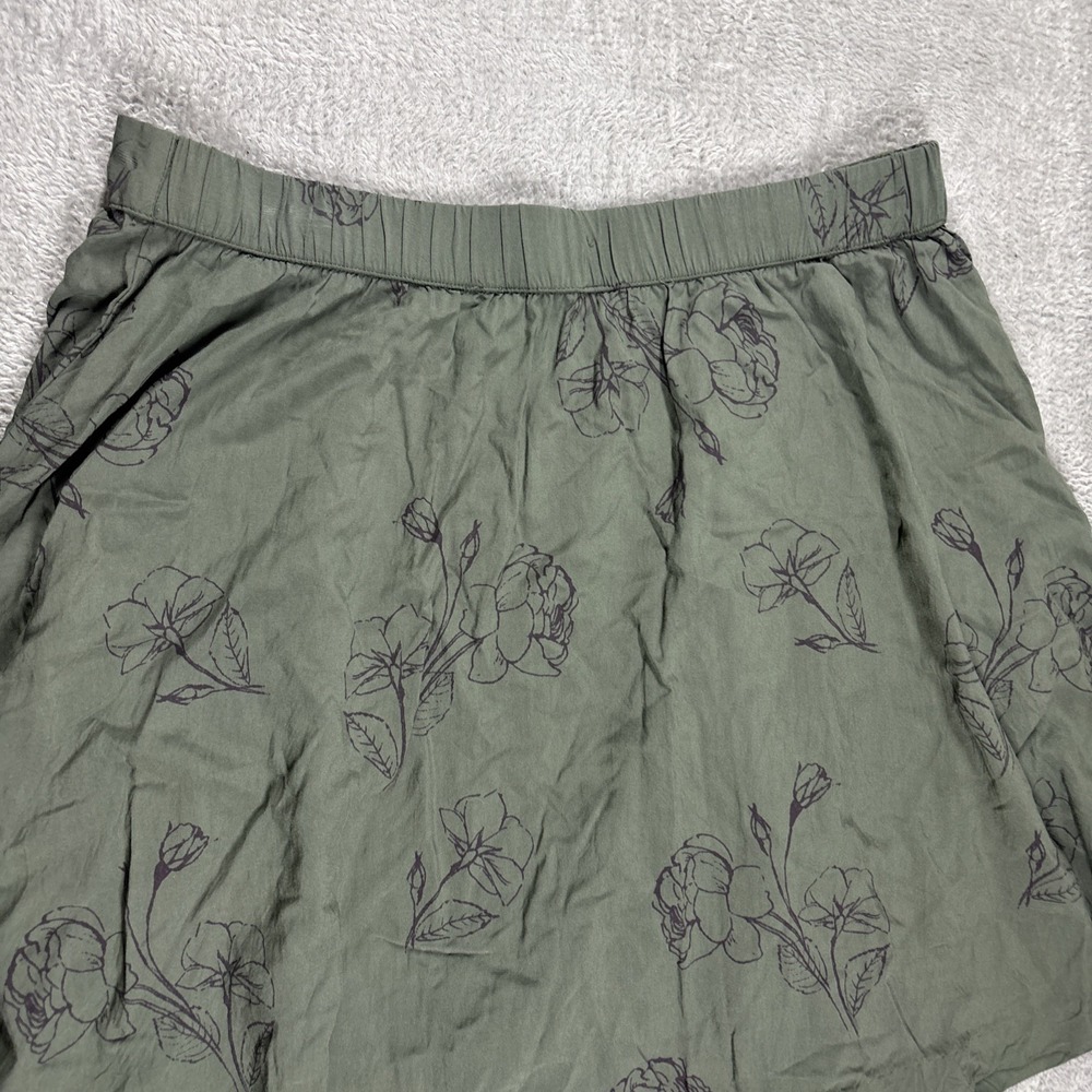 Old Navy Green Floral Pull Up Skirt With Pockets Size Extra Small - Picture 10 of 12